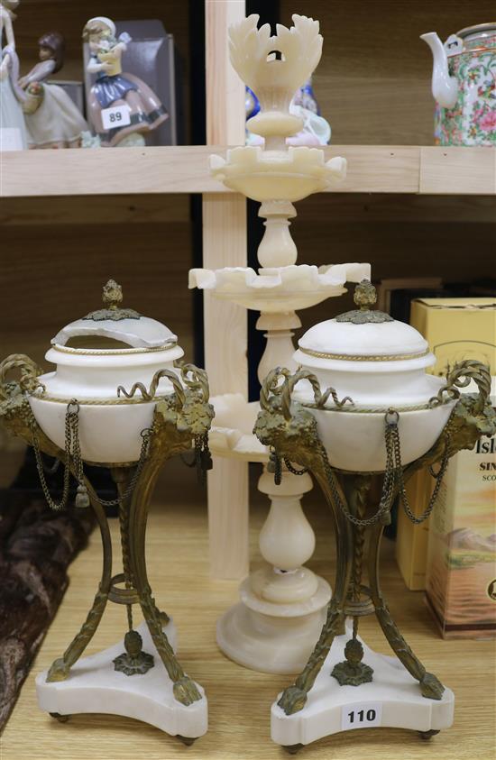 Three alabaster centrepieces